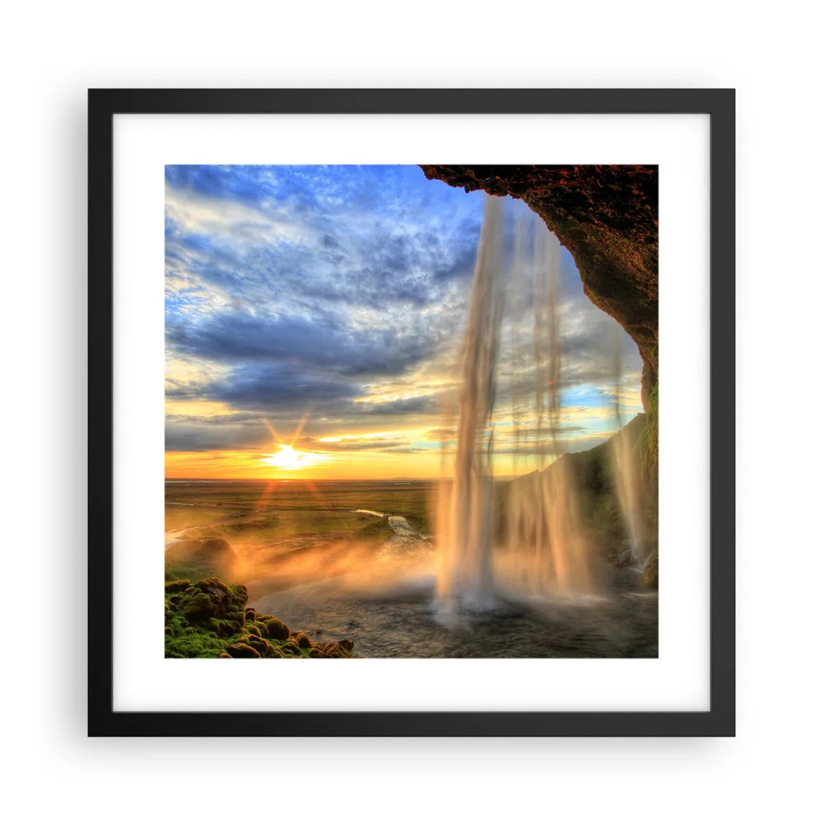 Pôster com moldura preta - O mundo por trás das gotas - 40x40 cm