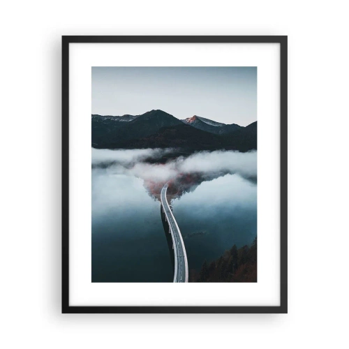 Pôster com moldura preta - Sobre a água tão lisa quanto um espelho - 40x50 cm