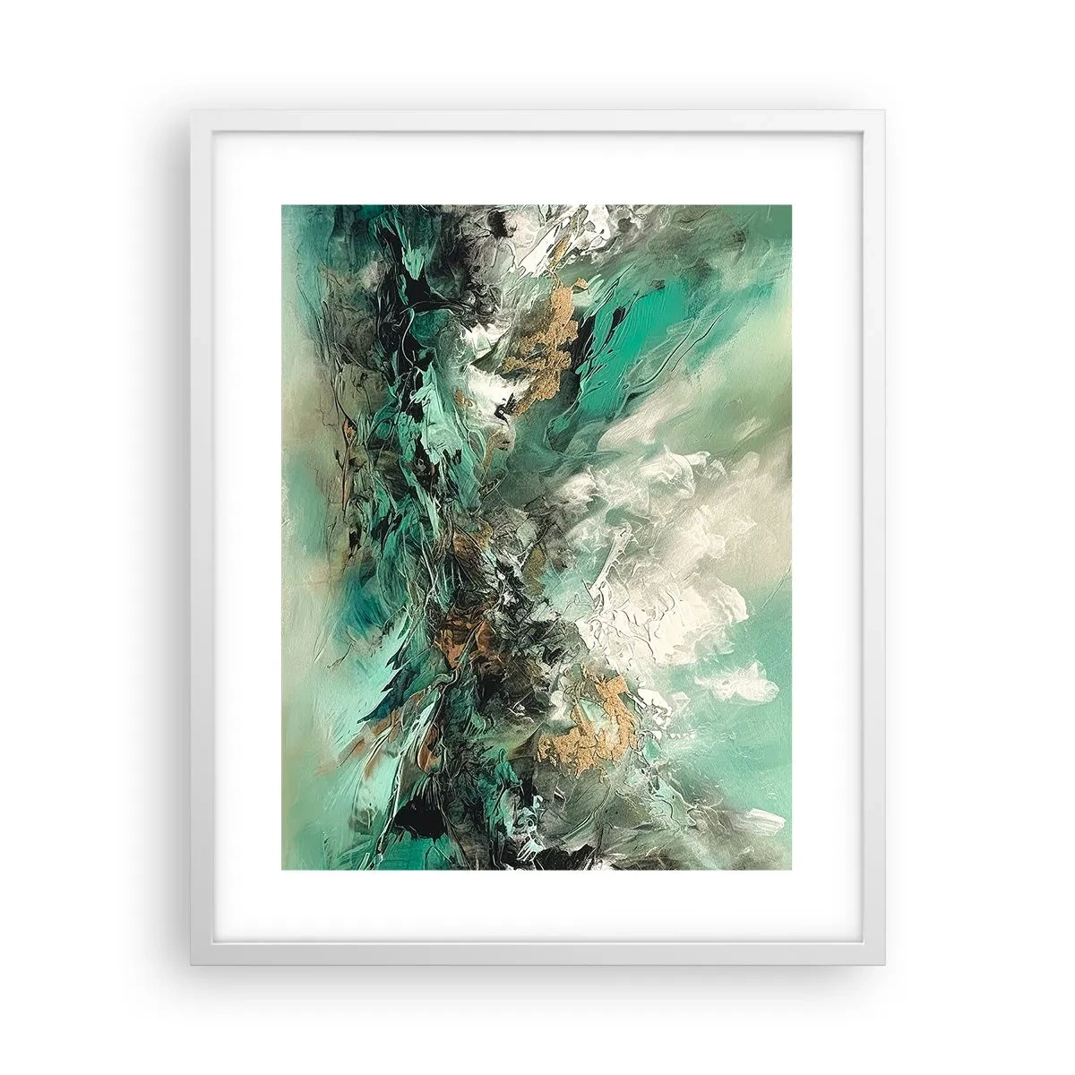 Pôster em moldura branca - Surf esmeralda e preto - 40x50 cm