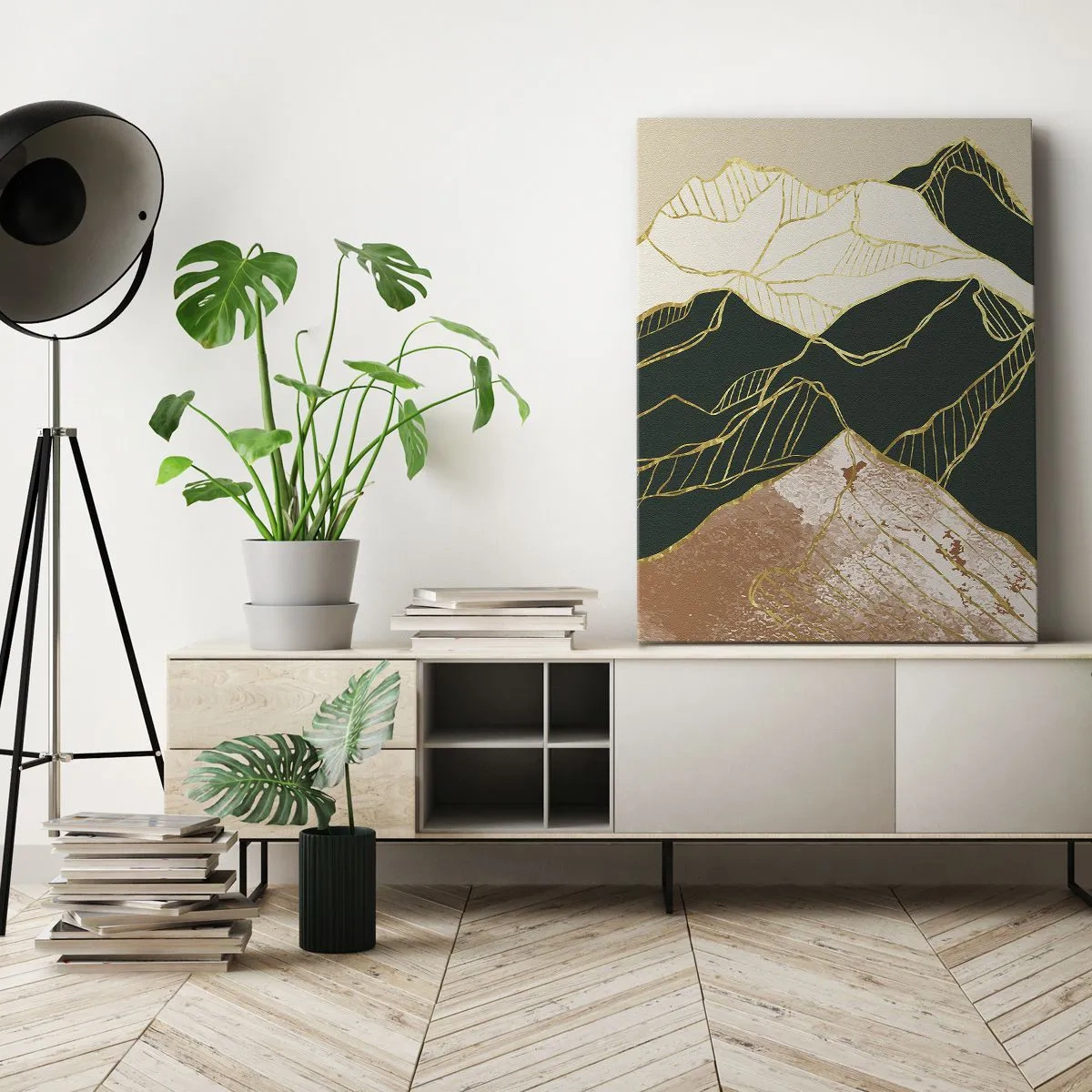 Quadro em tela - Picos dourados - 70x100 cm