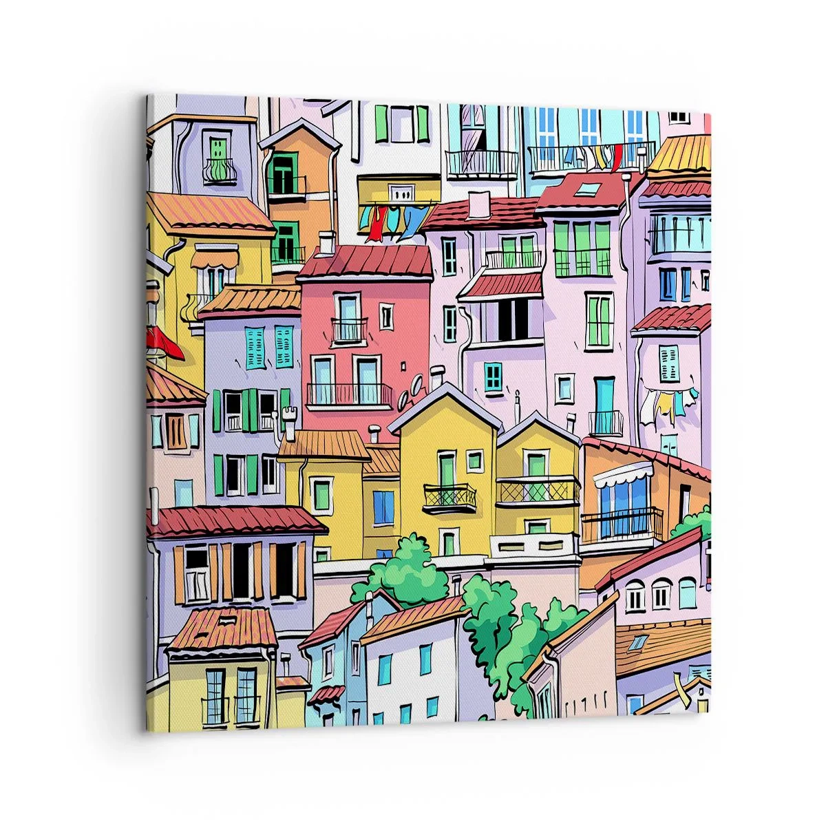 Quadro em tela - Cidade divertida - 60x60 cm