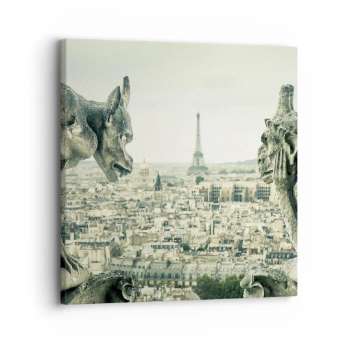 Quadro em tela - Conversas parisienses - 30x30 cm