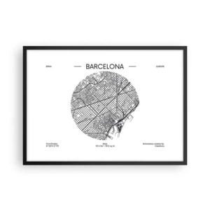 Pôster com moldura preta - Anatomia de Barcelona - 70x50 cm