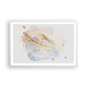 Pôster em moldura branca - Explosão dourada - 91x61 cm