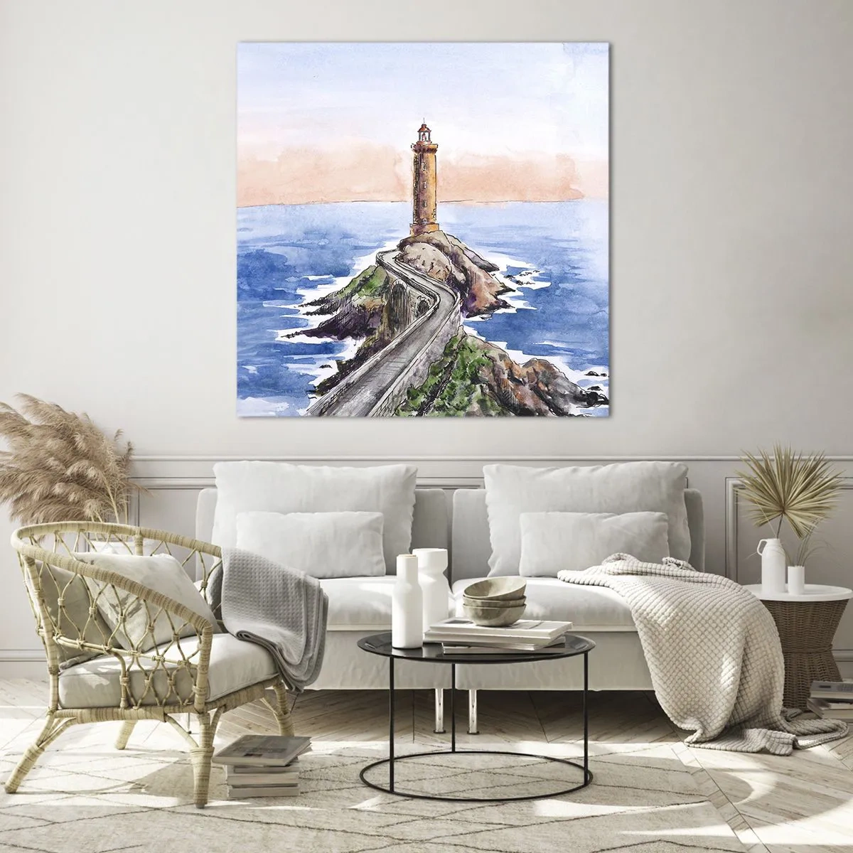 Quadro em vidro - De frente para o mar - 60x60 cm