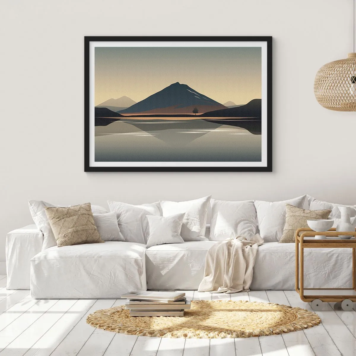Pôster com moldura preta - Reflexo de espelho - 100x70 cm