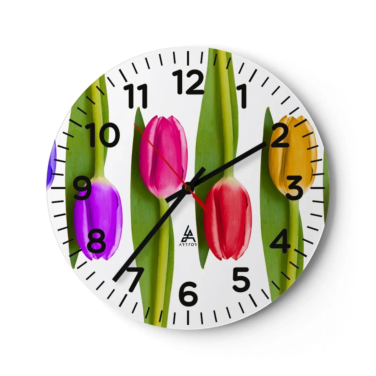 Relógio de parede - Relógio em vidro - Composição arco-íris - 30x30 cm