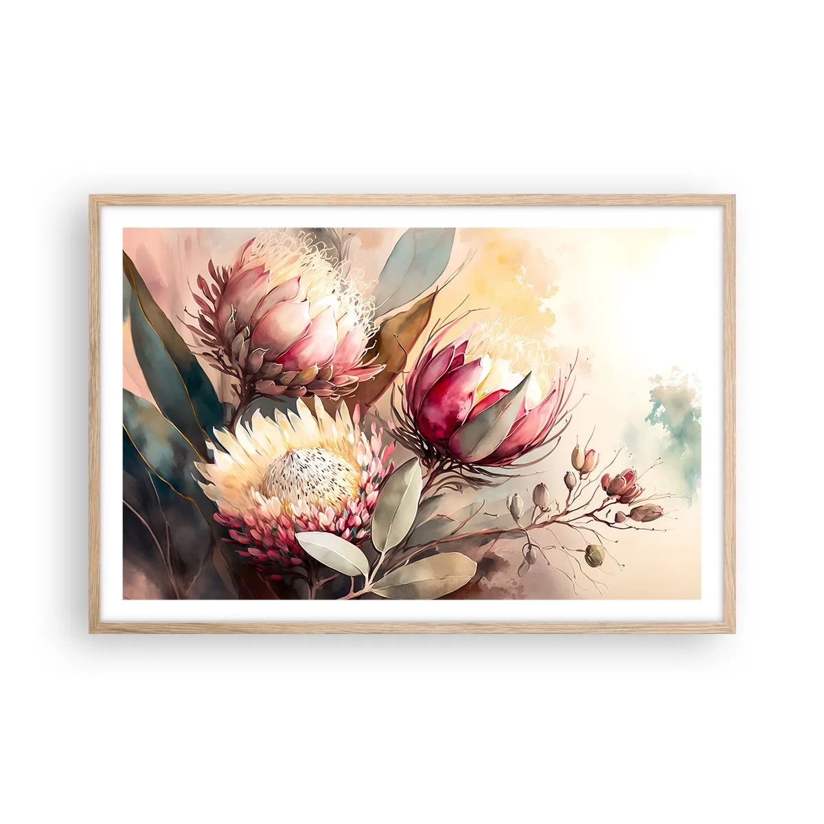 Pôster com moldura de carvalho claro - De perfil e de frente - 91x61 cm