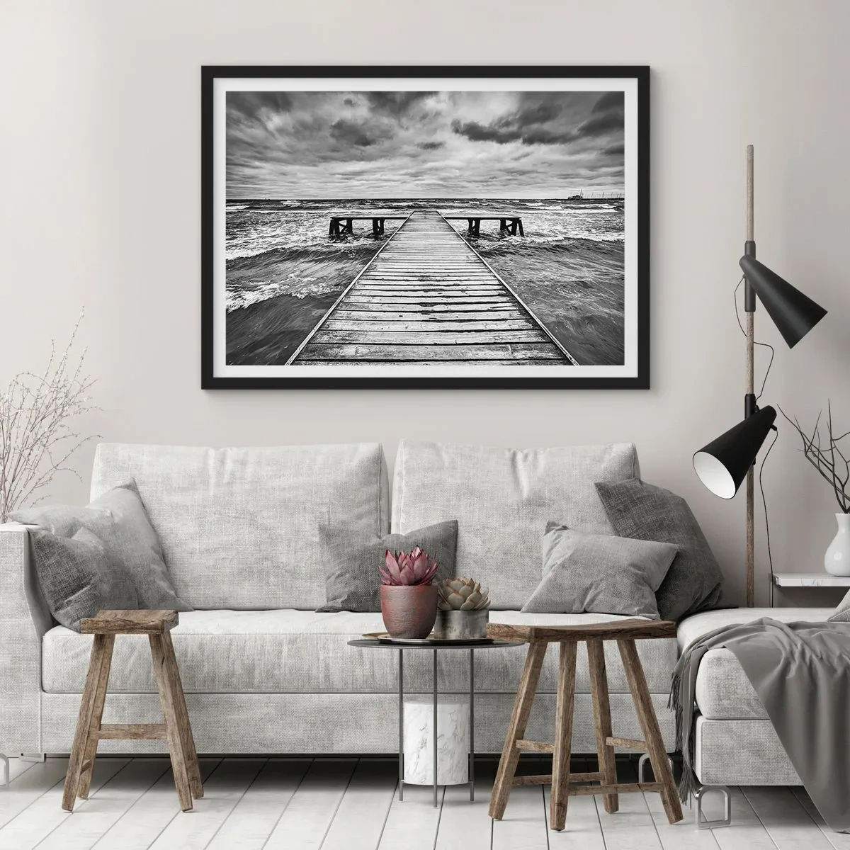 Pôster com moldura preta - Estou à espera do vento, que vai dispersar... - 100x70 cm