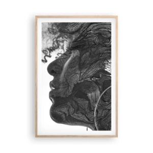 Pôster com moldura de carvalho claro - Entrelaçados em sonhos - 61x91 cm