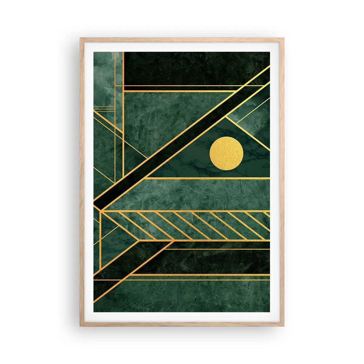 Pôster com moldura de carvalho claro - A dinâmica do ouro e do azul - 70x100 cm