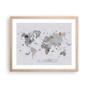 Pôster com moldura de carvalho claro - Diga-me de onde é... - 50x40 cm