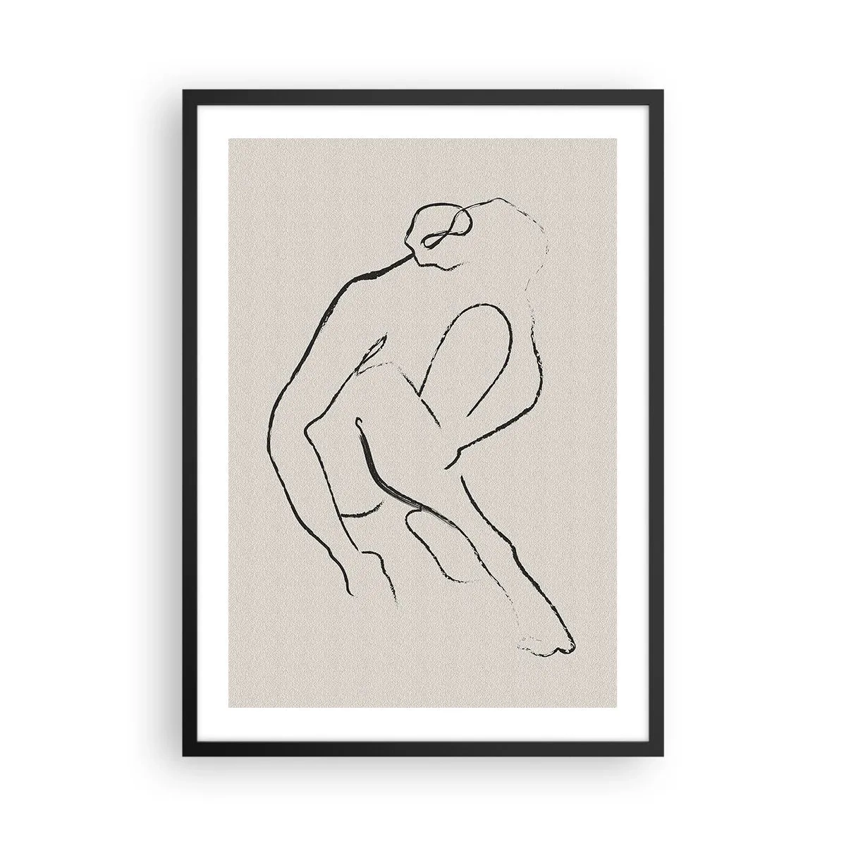 Pôster com moldura preta - Um esboço minimalista de uma silhueta feminina - 50x70cm - Esboço íntimo - Decoração de parede moderna para a sala de estar e quarto ARTTOR