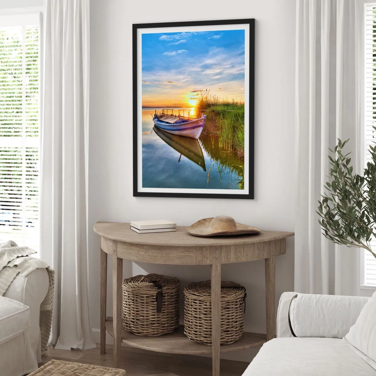 Pôster com moldura preta - Enseada de sonhos realizados - 40x50 cm