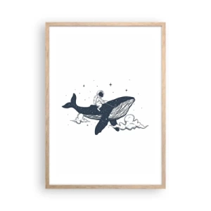 Pôster com moldura de carvalho claro - Aventura espacial - 50x70 cm