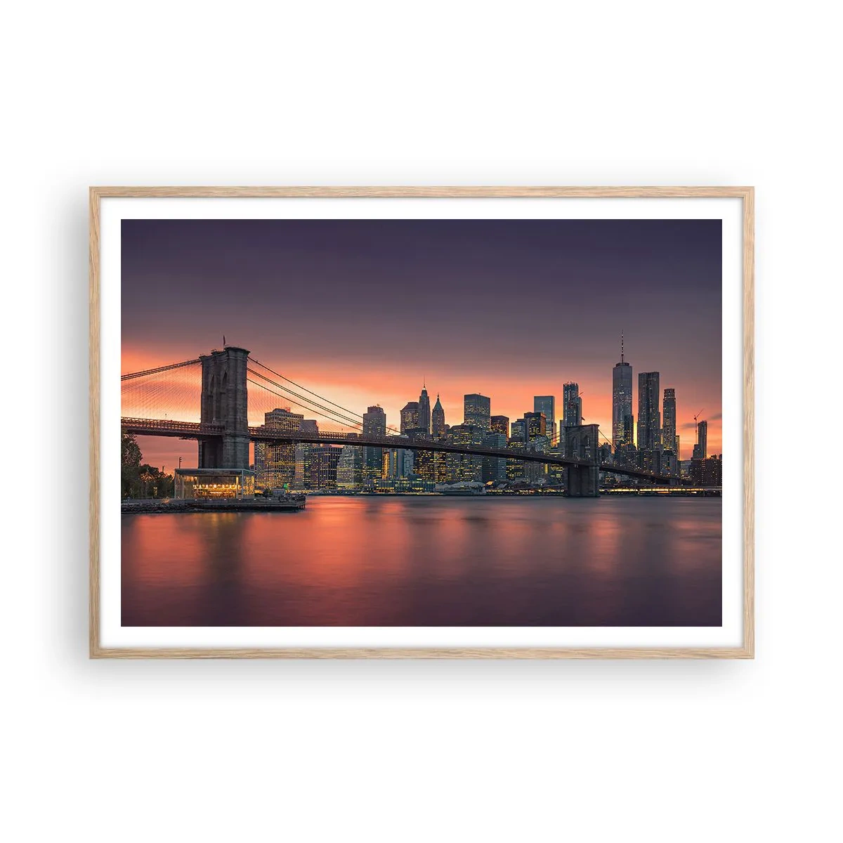 Pôster com moldura de carvalho claro - Imersa no silêncio lilás - 100x70 cm