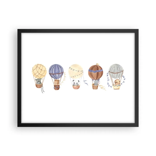 Pôster com moldura preta - Amigos em movimento - 50x40 cm