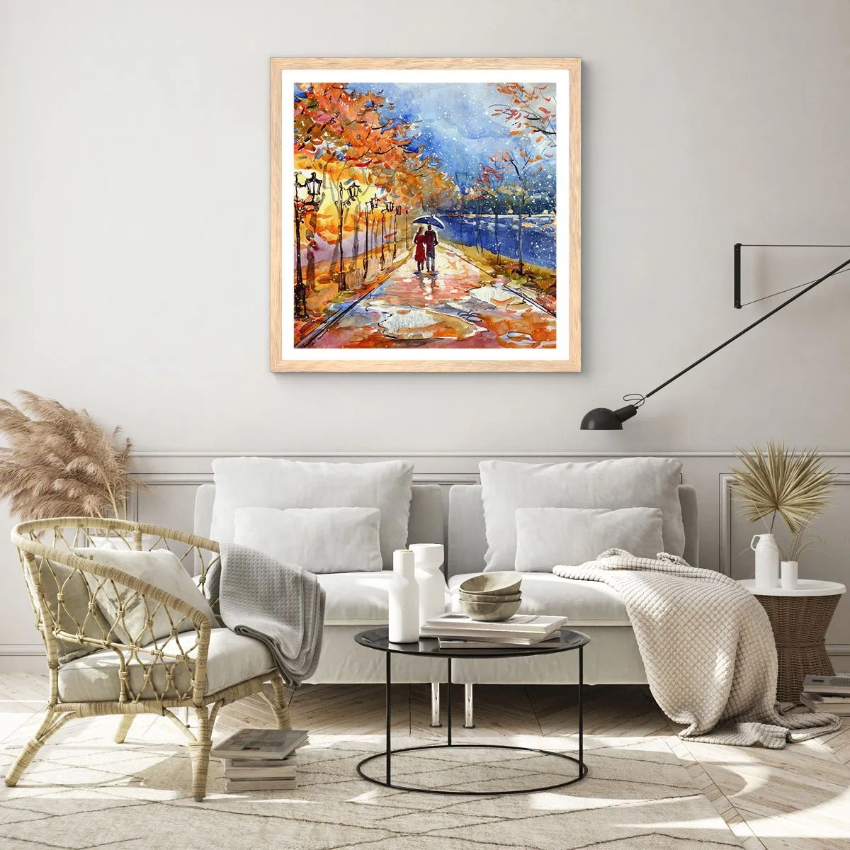 Pôster com moldura de carvalho claro - Juntos até ao limite do tempo - 60x60 cm