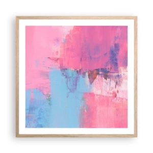 Pôster com moldura de carvalho claro - Rosa, azul e uma pitada de luz - 60x60 cm