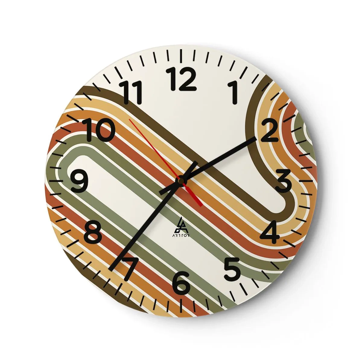 Relógio de parede - Relógio em vidro - Ziguezague para o destino - 40x40 cm