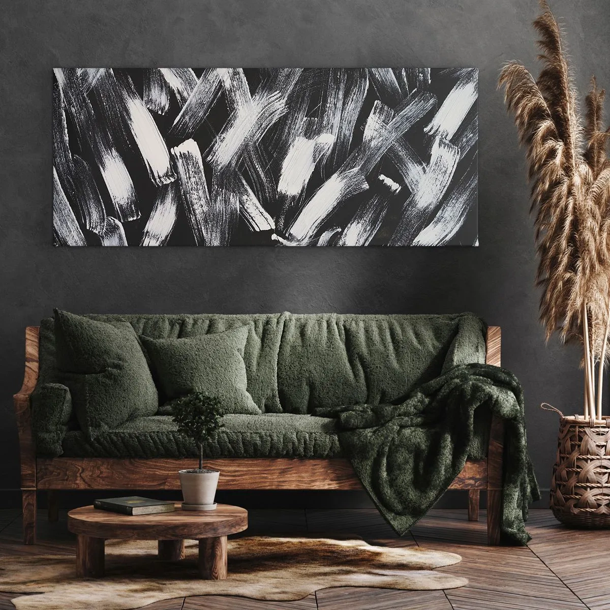 Quadro em tela - Abstração no espírito industrial - 100x40 cm