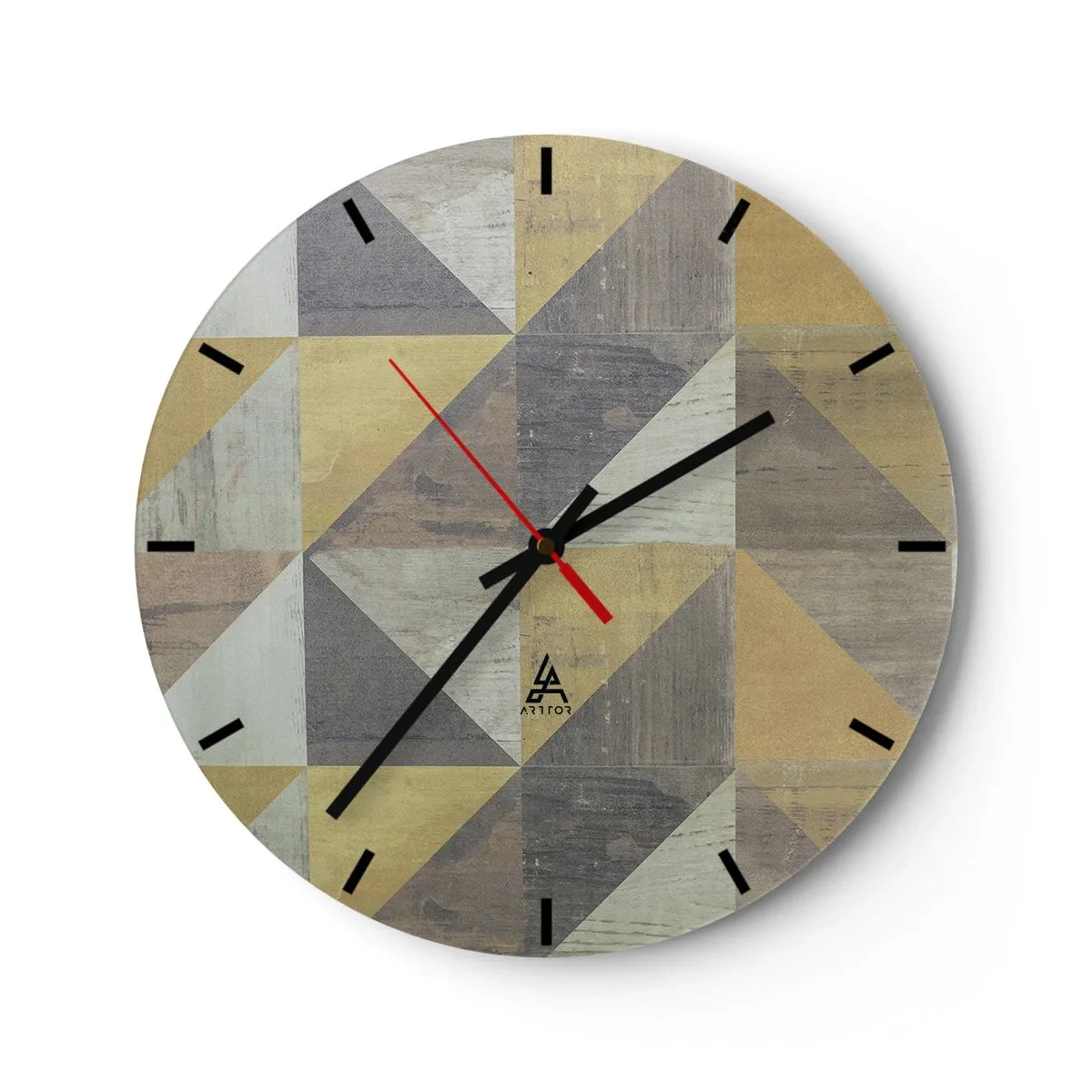 Relógio de parede - Relógio em vidro - Em ângulo com um triângulo - 40x40 cm