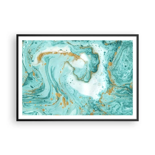 Pôster com moldura preta - Sob a grande onda do período Edo - 100x70 cm