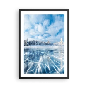 Pôster com moldura preta - Um lago congelado em uma paisagem de inverno - 50x70cm - Vista deslumbrante e cristalina - Decoração de parede moderna para a sala de estar e quarto ARTTOR