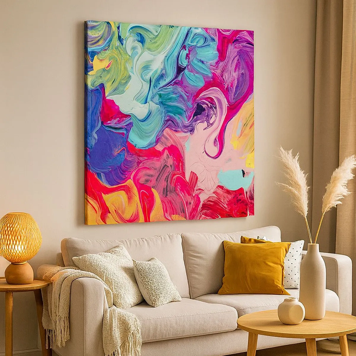 Quadro em tela - O nascimento das cores - 30x30 cm