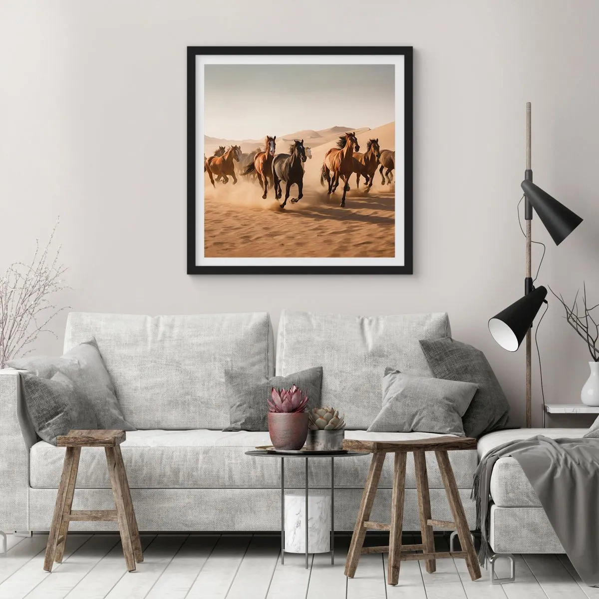 Pôster com moldura preta - Livre como o vento - 60x60 cm