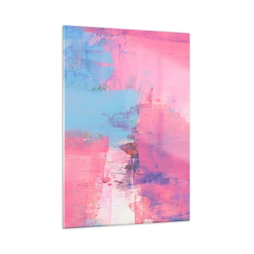 Quadro em vidro - Rosa, azul e uma pitada de luz - 50x70 cm