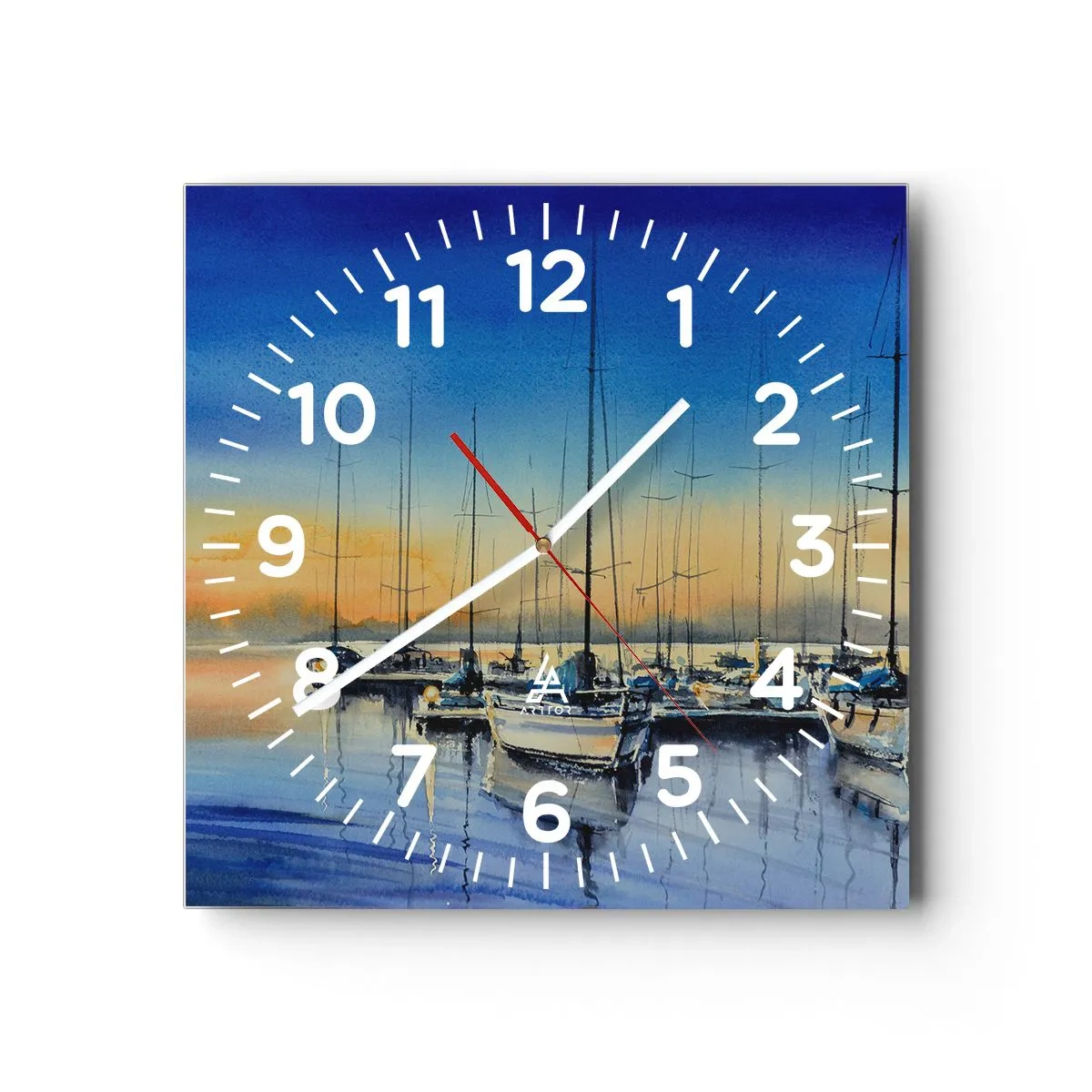 Relógio de parede - Relógio em vidro - Fim de um bom dia - 40x40 cm