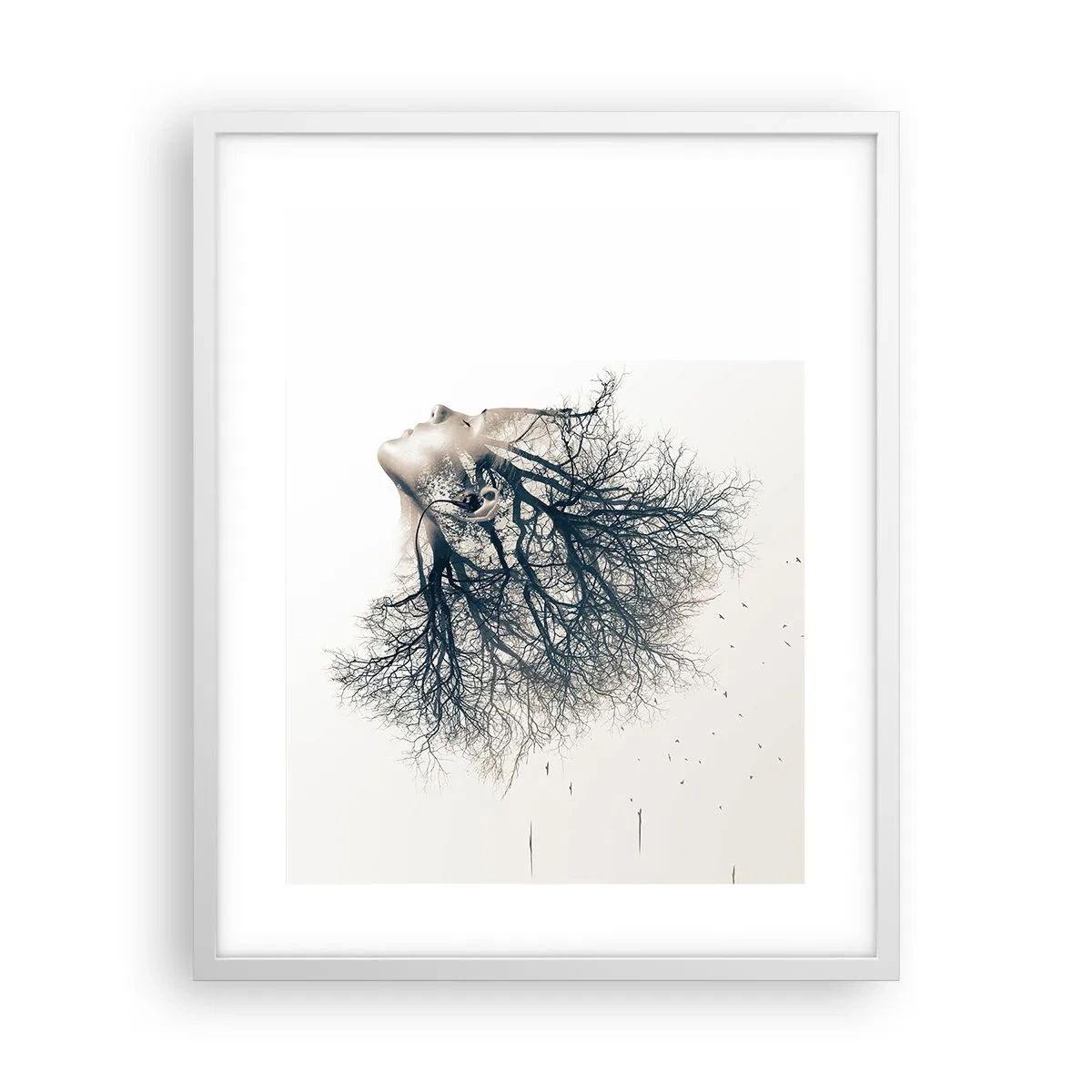 Pôster em moldura branca - Ouvir o sussurro da árvore - 40x50 cm