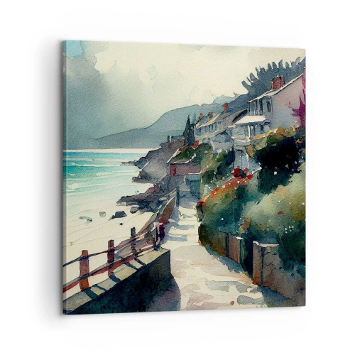 Quadro em tela - Cidade mediterrânea - 60x60 cm