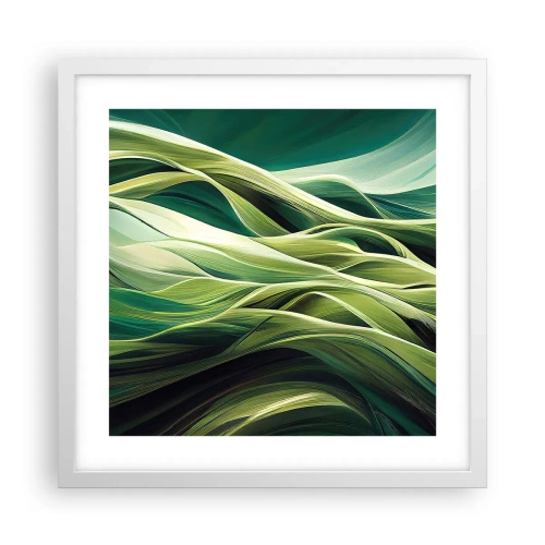 Pôster em moldura branca - Jogo verde abstrato - 40x40 cm