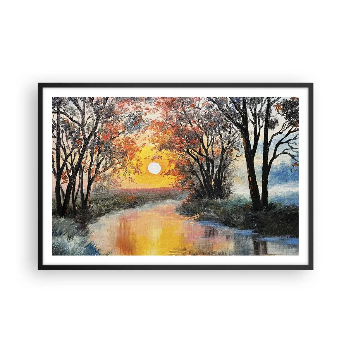 Pôster com moldura preta - Vibrações de outono - 91x61 cm