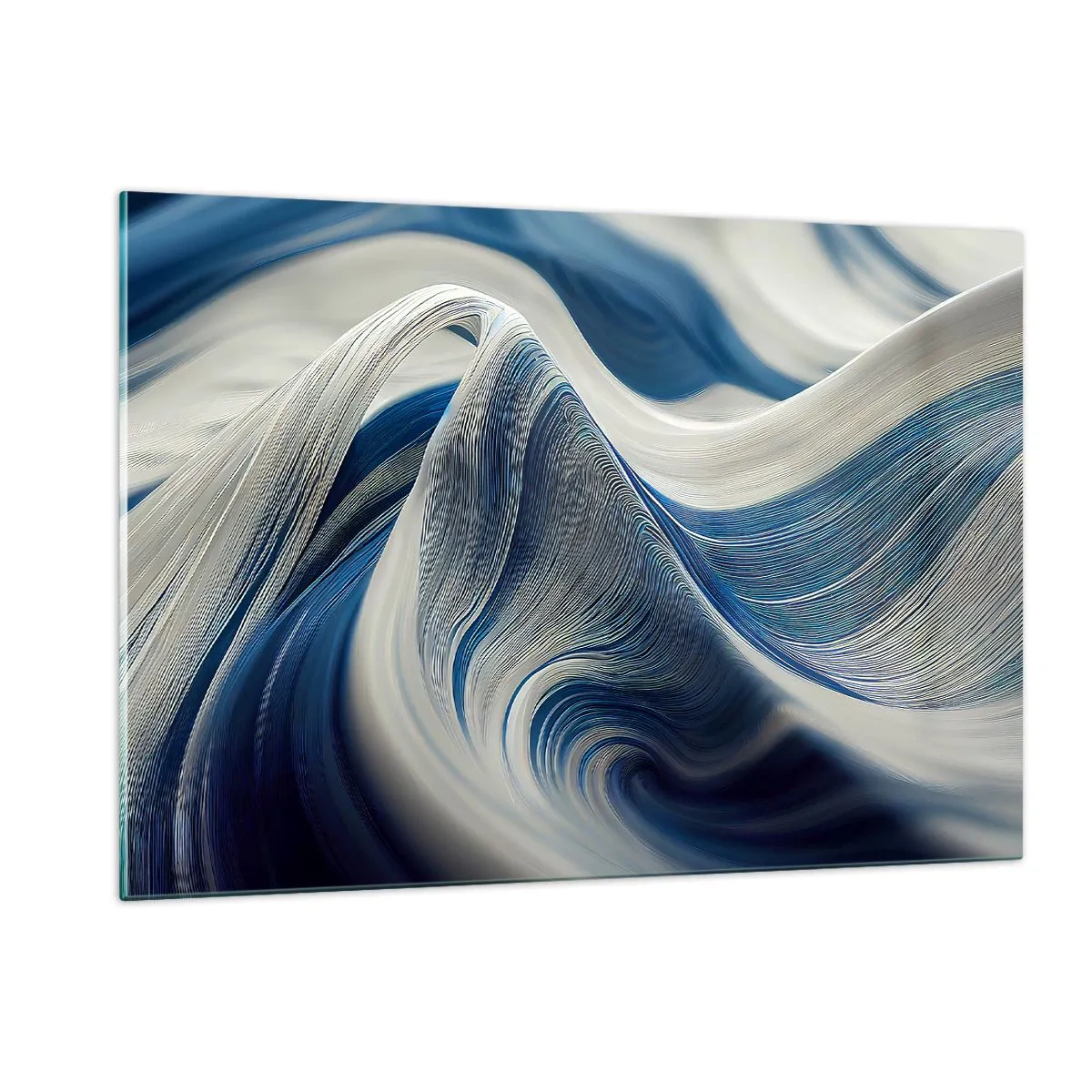 Quadro em vidro - A fluidez do azul e do branco - 120x80 cm