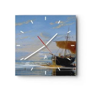 Relógio de parede - Relógio em vidro - Água, terra, ar - 40x40 cm