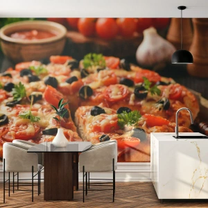 Papel de Parede Autocolante Deluxe Sticker - Direto do forno - Gastronomia, pizza, Tomate - 250x175 cm