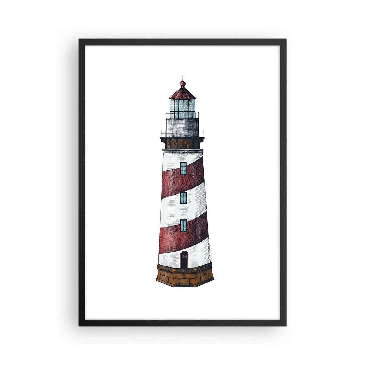 Pôster com moldura preta - Ilustração de farol em estilo clássico - 50x70cm - Sempre em guarda - Decoração de parede moderna para a sala de estar e quarto ARTTOR