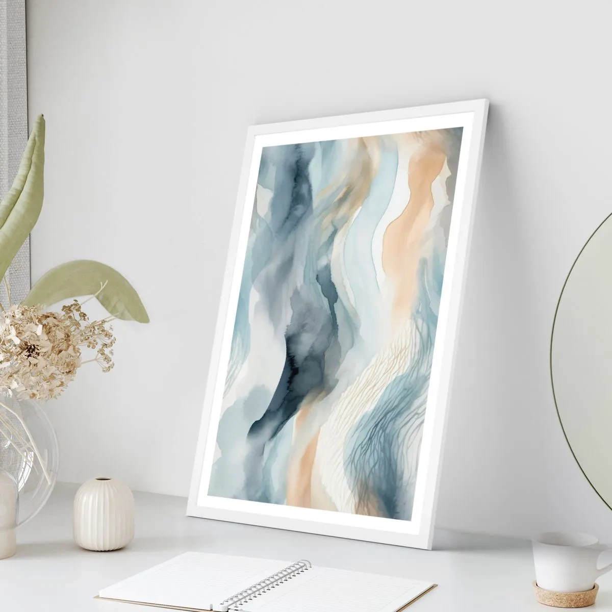 Pôster em moldura branca - Abstração nevada e nebulosa - 61x91 cm