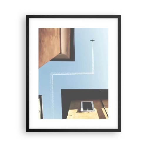 Pôster com moldura preta - Acima do labirinto da cidade - 40x50 cm