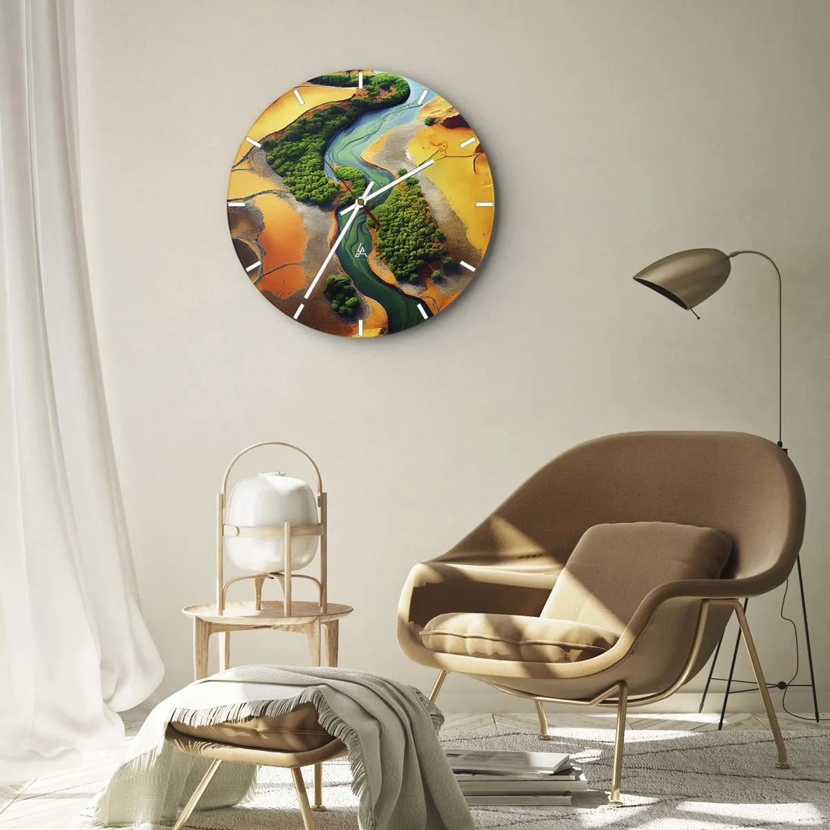 Relógio de parede - Relógio em vidro - Rio que dá vida - 40x40 cm