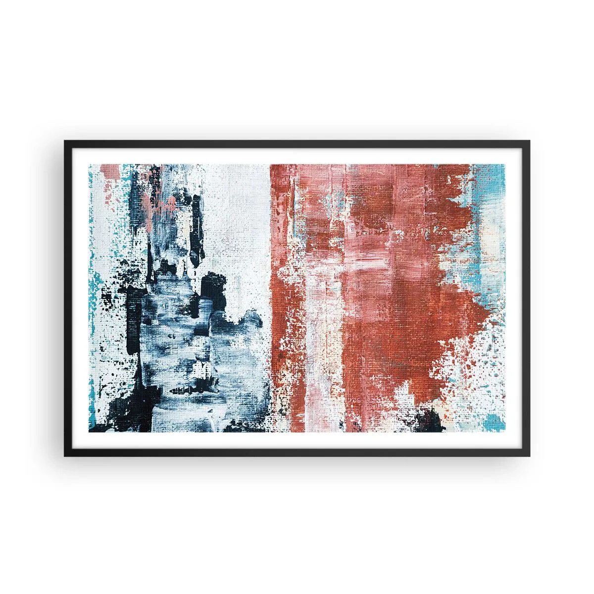 Pôster com moldura preta - Meio a meio abstrato - 91x61 cm