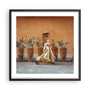 Pôster com moldura preta - Estilo hippie - 50x50 cm