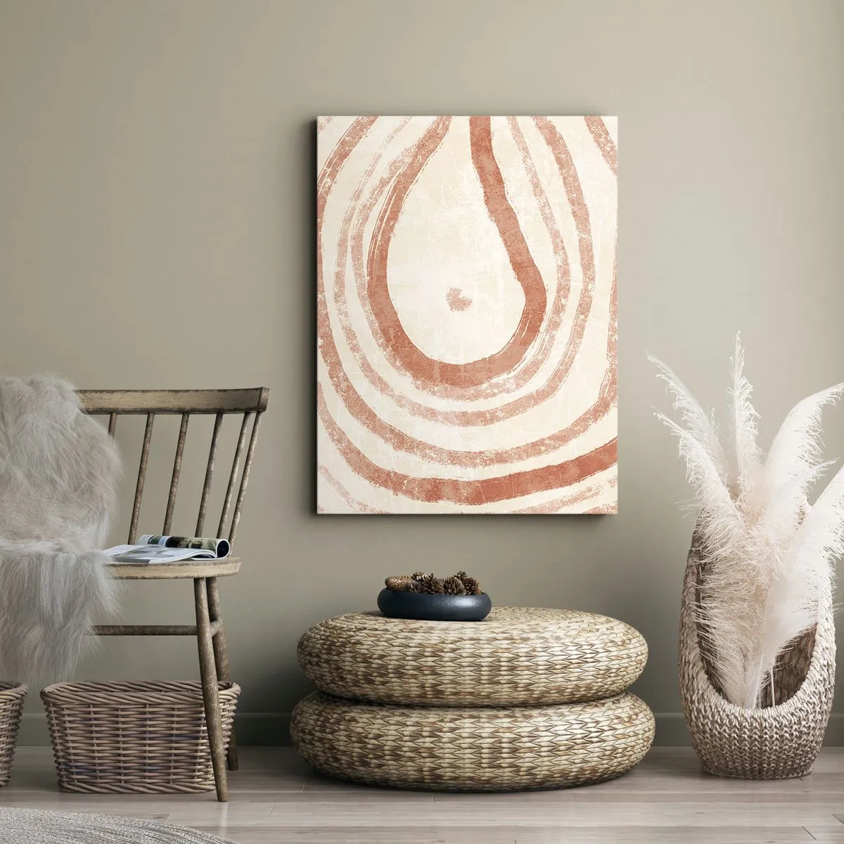 Quadro em tela - Círculos de coral – composição - 50x70 cm