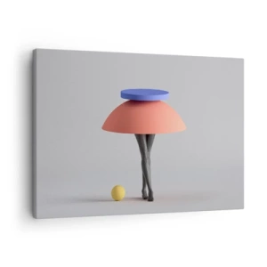 Quadro em tela - Composição geométrica abstrata com pernas e uma bola - 70x50cm - Composição surrealista - Decoração de parede moderna para a sala de estar e quarto ARTTOR