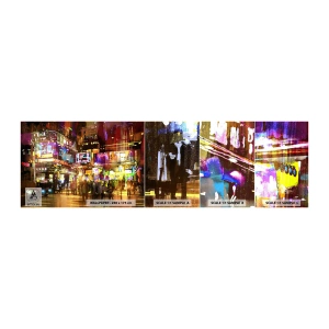 Amostra de papel de parede autocolante Deluxe Sticker - Num mar de luz - Cidade, Arquitetura, Vida noturna - 100x30 cm