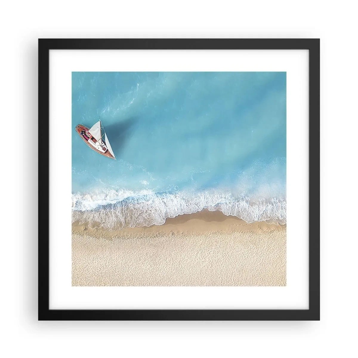 Pôster com moldura preta - No limite do azul e do ouro - 40x40 cm