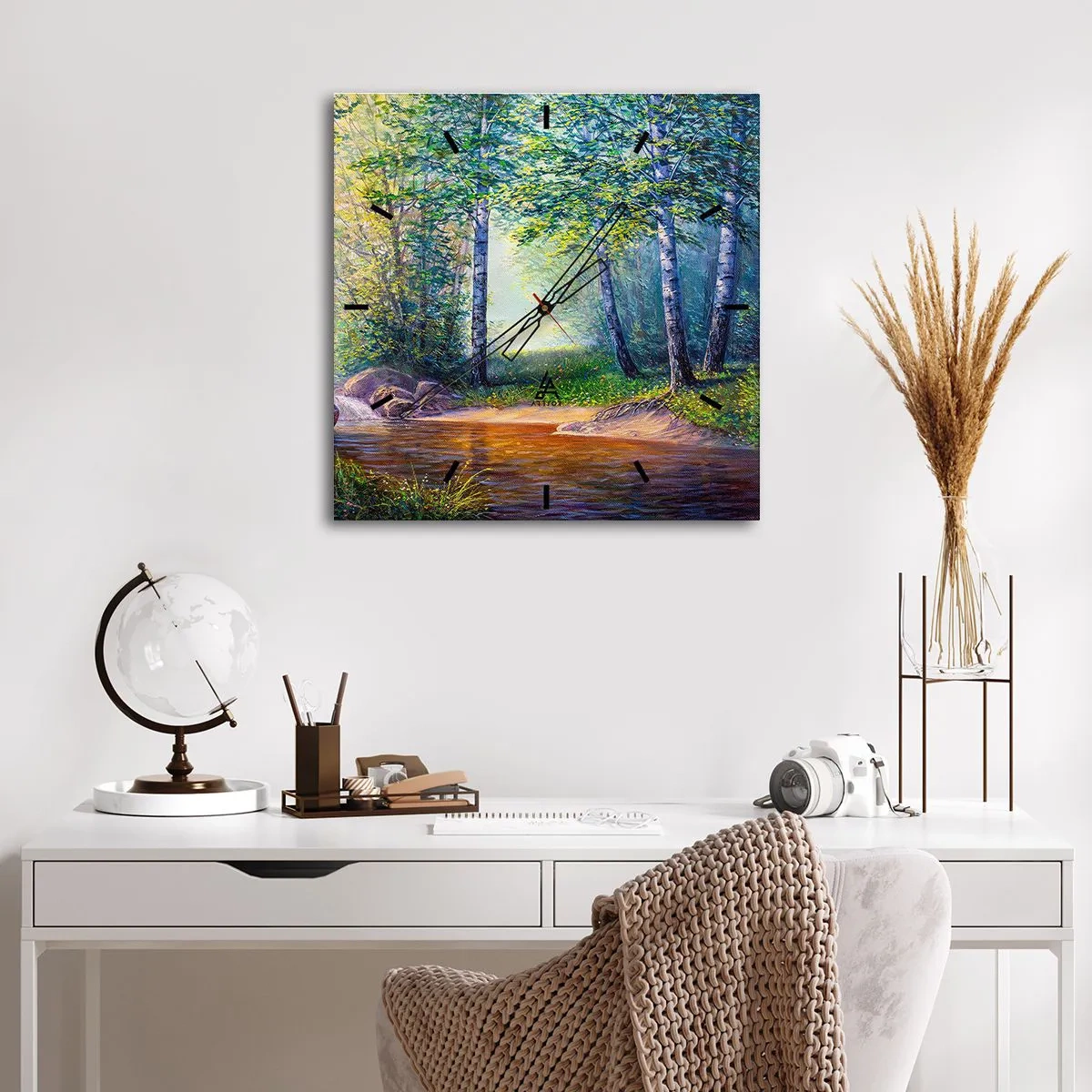 Relógio de parede - Relógio em vidro - Cenário idílico - 30x30 cm